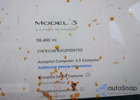 2018 Tesla Model 3 Long Range/Mid Range из США, поврежденный, VIN 5YJ3E1EA1JF059700